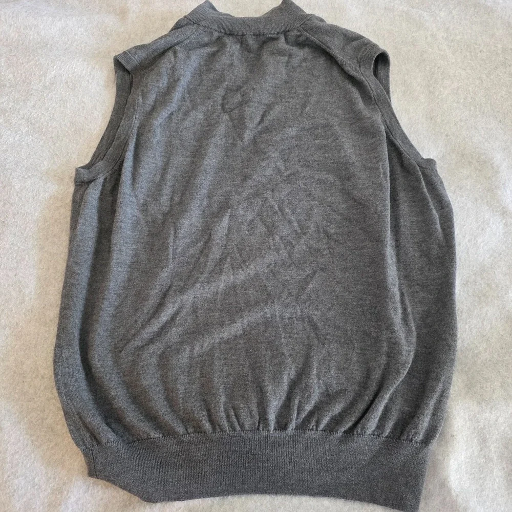 Peter Millar Sweater Vest‎ Men's XL Gray Merino Wool 1/4 Zip Golf Logo Preppy